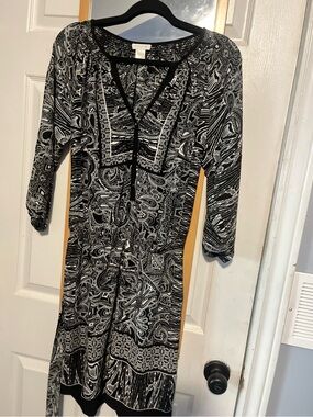 Vintage Cache Long Sleeve Paisley Dress, Multi-Patterned Vintage Y2K/90s Dress